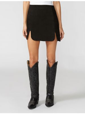 Stetson BLACK SUEDE SCALLOPED HEM SKIRT 11-060-0539-7030