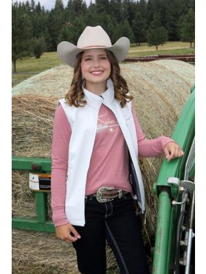 SPIN-EM Women's White Vest- Arrow Logo ERRL0024