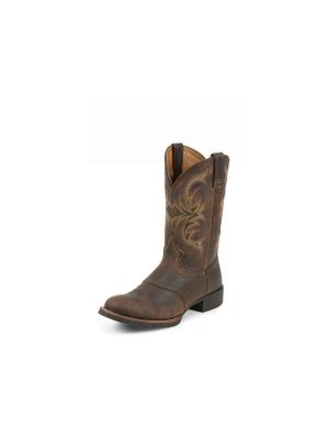 JUSTIN MEN'S DARK BROWN COWHIDE STAMPEDE CATTLEMAN BOOTS 7200
