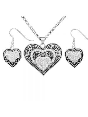 Montana Silversmiths Vintage Charm Our Prairie Mothers Heart Jewelry Set JS1319CZ