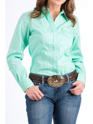 Cinch WOMENS SOLID GREEN BUTTON-DOWN WESTERN SHIRT MSW9164028