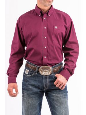 Cinch MENS SOLID BURGUNDY BUTTON-DOWN WESTERN SHIRT MTW1104239
