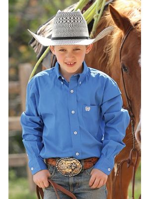 Cinch BLUE SOLID TWILL BUTTON DOWN MTW7060083