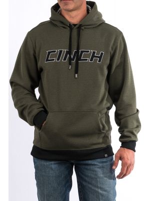 Cinch Mens Heathered Olive Poly Tech Fleece Hoodie MWK1206004