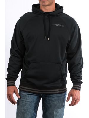 Cinch Mens Black Poly Tech Fleece Raglan Hoodie MWK1217002